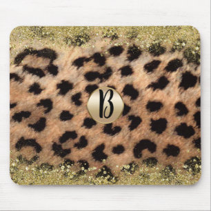 Tapis De Souris Imprimé Animalier Guépard Léopard Pailleté Or Mono