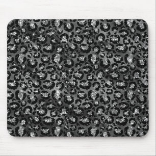 Tapis De Souris Imprimé léopard noir et gris argenté