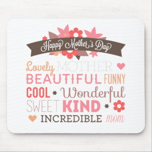 Tapis De Souris Incroyable maman Joyeuse fête des mères Mousepad