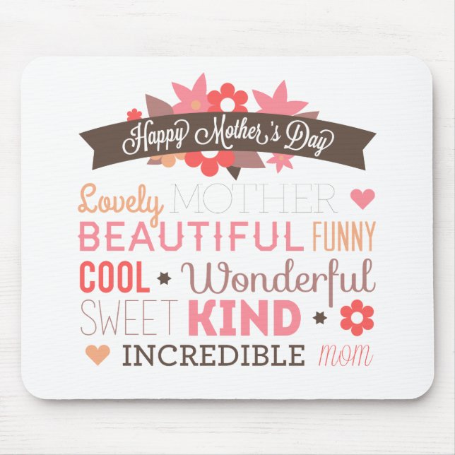 Tapis De Souris Incroyable maman Joyeuse fête des mères | Mousepad (Devant)