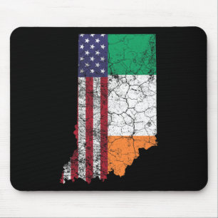 Tapis De Souris Indiana - Drapeau Irlandais Américain Fête de la S
