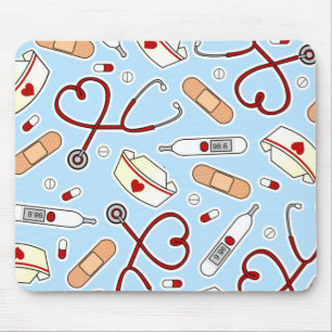 Tapis De Souris Infirmière Amour Imprimer bleu