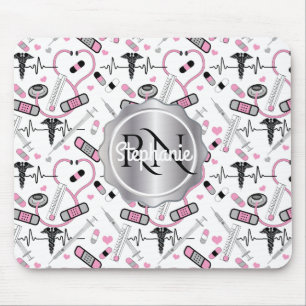 Tapis De Souris Infirmière de stéthoscope  Nom du Motif Dr EKG