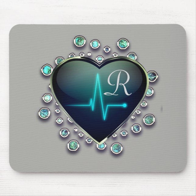 Tapis De Souris Infirmière EKG coeur et bijou mousepad (Devant)