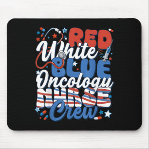 Tapis De Souris Infirmière en oncologie Rouge Blanc Bleu Équipage