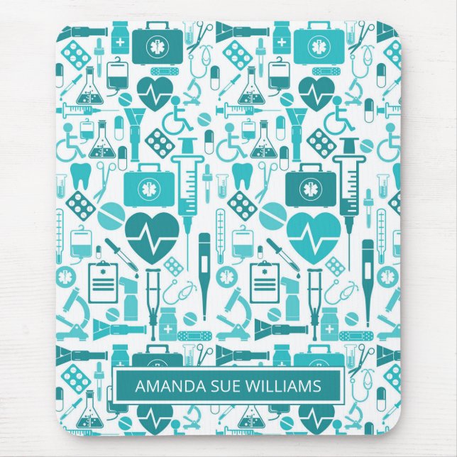 Tapis De Souris Infirmière / Étudiant Médicale - Ajouter Votre Nom (Devant)
