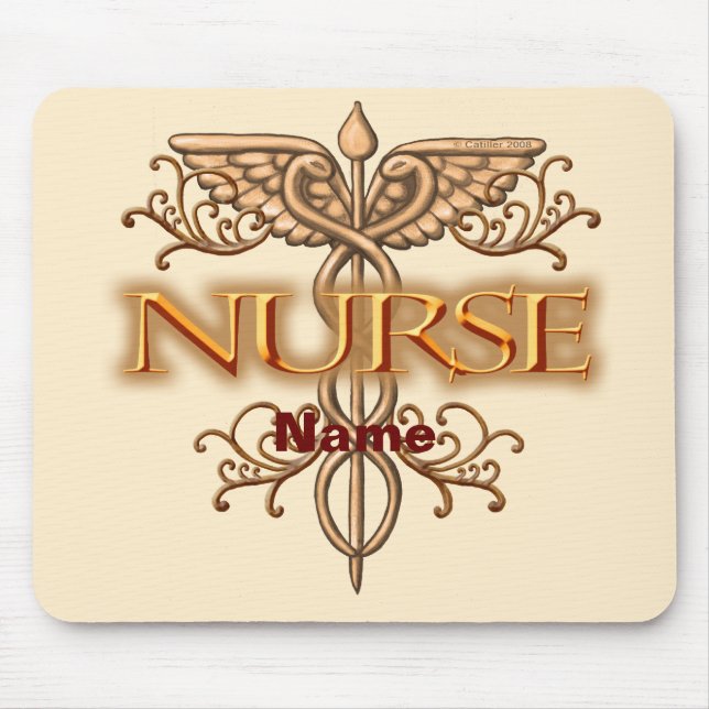 Tapis De Souris Infirmière Fancy Cuivre Caduceus (Devant)