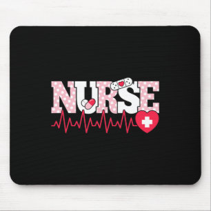 Tapis De Souris Infirmière rose mignonne battement de coeur