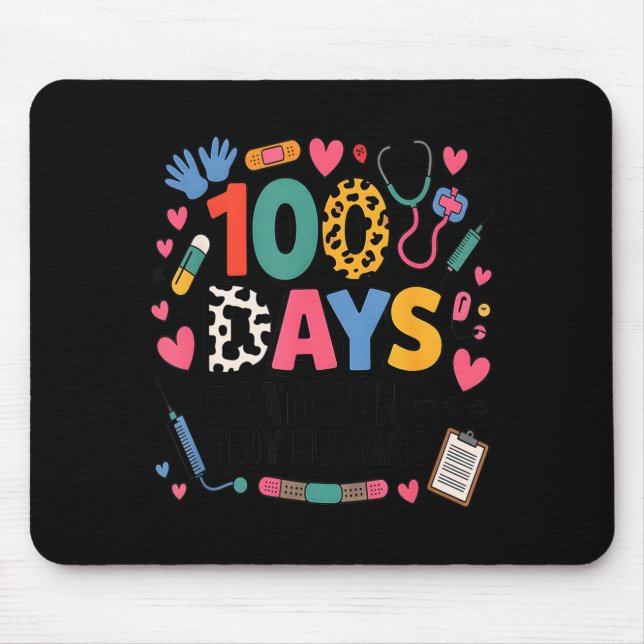 Tapis De Souris Infirmière scolaire drôle Patch de 100 jours pour  (Devant)