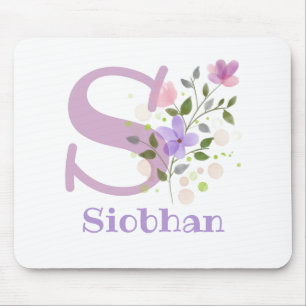 Tapis de souris Initial Plus Nom & Fleurs Design