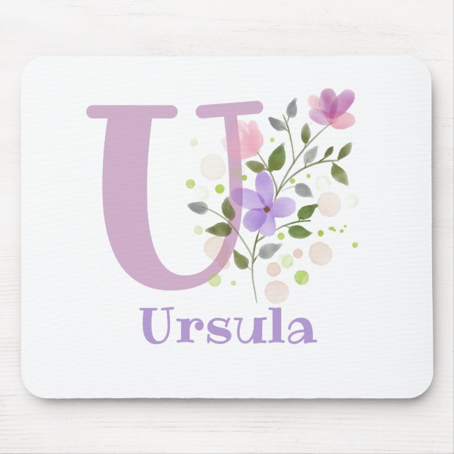 Tapis de souris Initial Plus Nom & Fleurs Design (Devant)
