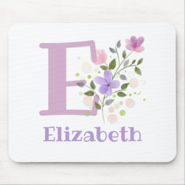 Tapis de souris Initial Plus Nom & Fleurs Design
