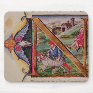 Tapis De Souris Initiale "N" de Historiated dépeignant des mouton