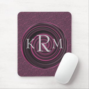 Tapis De Souris Initiales de monogramme tourbillons prune Personna