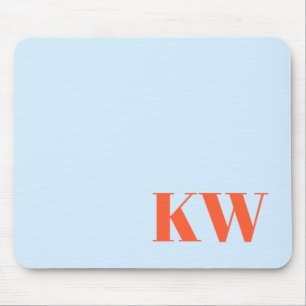 Tapis De Souris Initiales Monogramme Moderne Bleu Orange Personnal