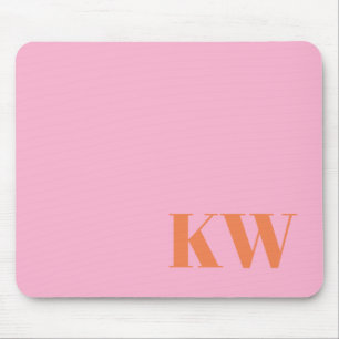Tapis De Souris Initiales Monogramme Personnalisées Rose Orange Mo