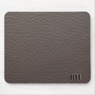 Tapis De Souris Initiales Monogrammes Faux Taupe Cuir Personnalisé