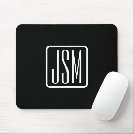 Tapis De Souris Initiales monogrammes modernes | Noir & Blanc