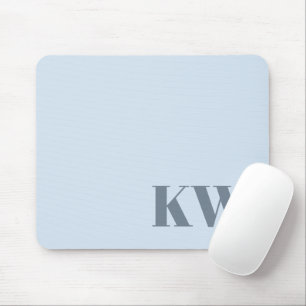 Tapis De Souris Initiales personnalisées monogramme bleu doux mode