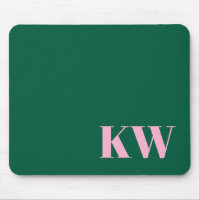 Initiales Personnalisées Monogramme Rose Vert Mode
