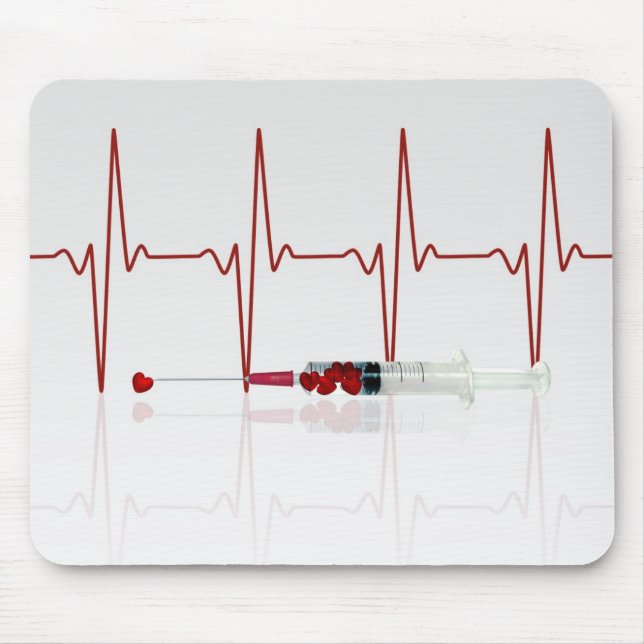 Tapis De Souris Injection au coeur rouge (Devant)
