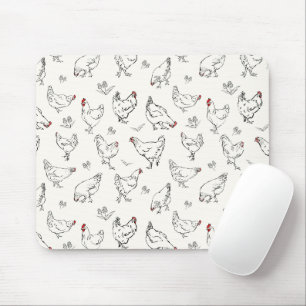 Tapis De Souris Inky Hand-drawn Chickens