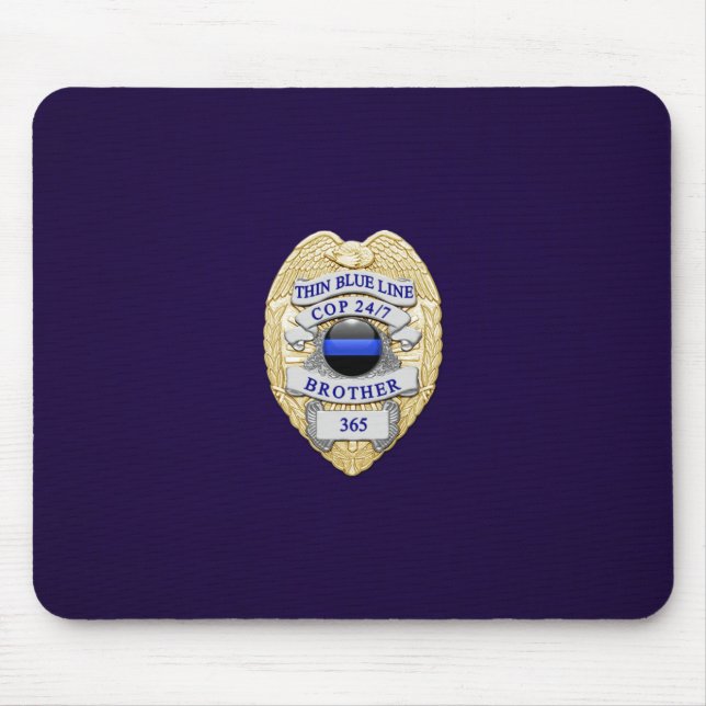 Tapis De Souris Insigne de ligne bleue mince (Devant)