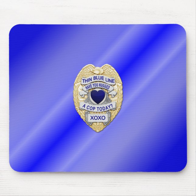 Tapis De Souris Insigne de ligne bleue mince (Devant)