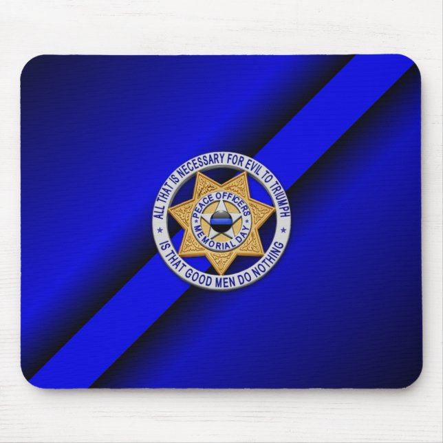Tapis De Souris Insigne de ligne bleue mince (Devant)