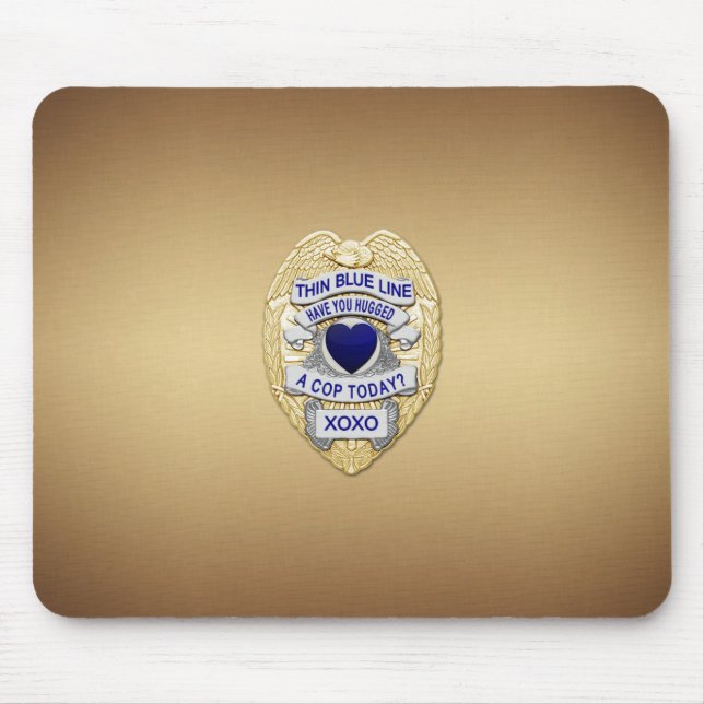 Tapis De Souris Insigne de ligne bleue mince (Devant)