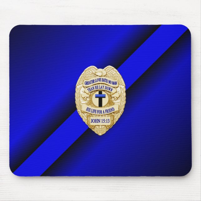 Tapis De Souris Insigne de ligne bleue mince (Devant)