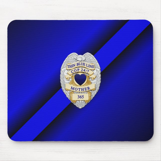 Tapis De Souris Insigne de ligne bleue mince (Devant)