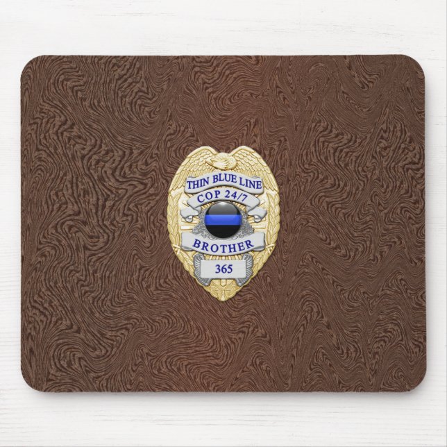 Tapis De Souris Insigne de ligne bleue mince (Devant)