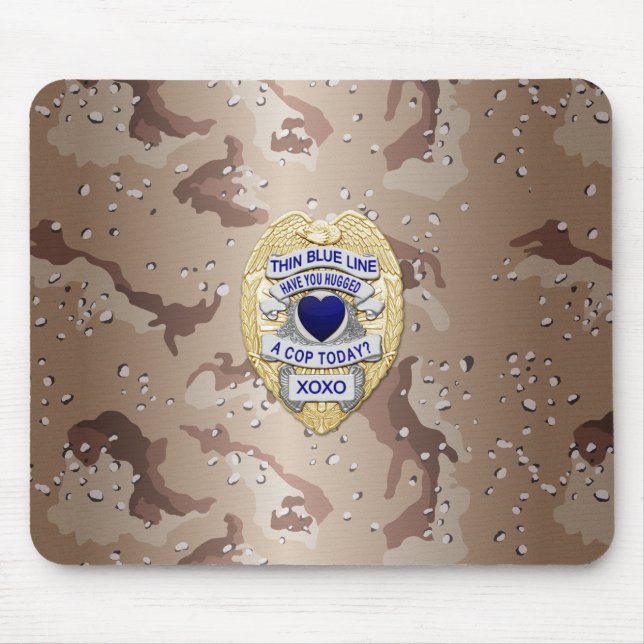 Tapis De Souris Insigne de ligne bleue mince (Devant)