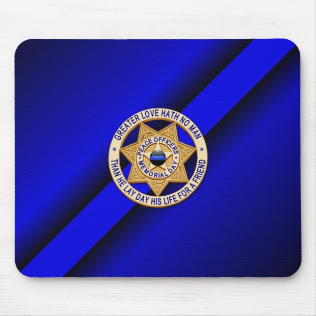 Tapis De Souris Insigne de ligne bleue mince (Devant)