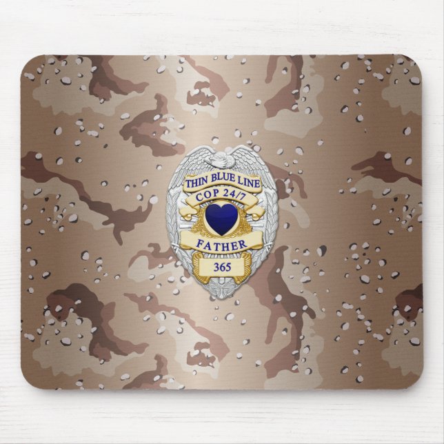 Tapis De Souris Insigne de ligne bleue mince (Devant)