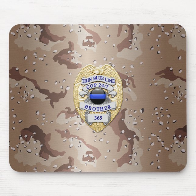 Tapis De Souris Insigne de ligne bleue mince (Devant)