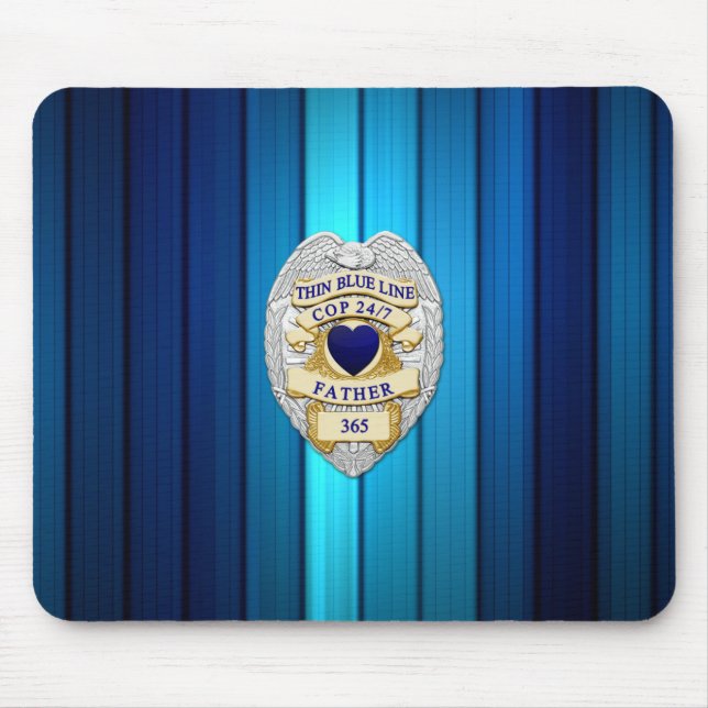 Tapis De Souris Insigne de ligne bleue mince (Devant)