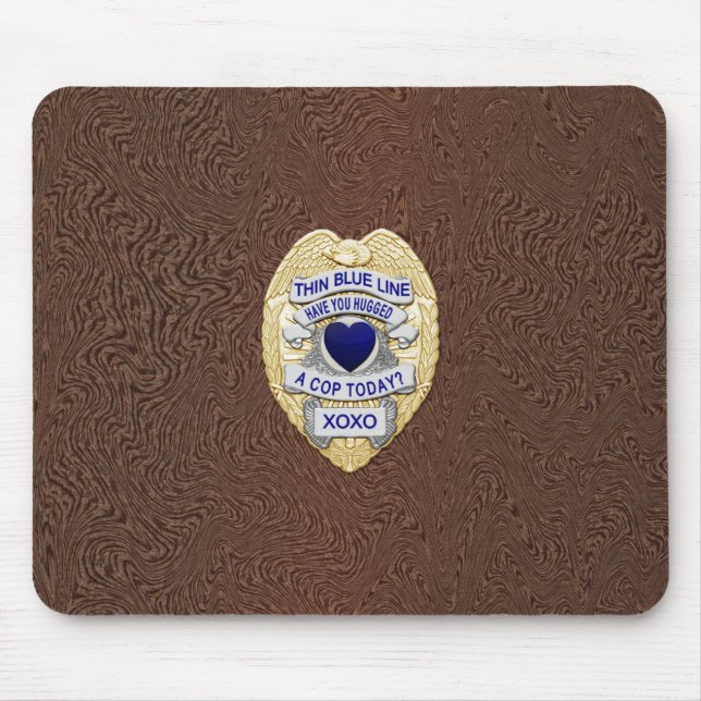 Tapis De Souris Insigne de ligne bleue mince (Devant)