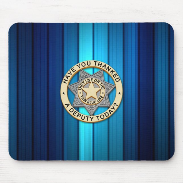 Tapis De Souris Insigne de ligne bleue mince (Devant)