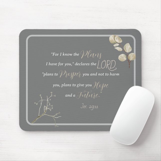 Tapis De Souris Inspirationnelle Bible Verse Jérémie 29:11 (Avec souris)