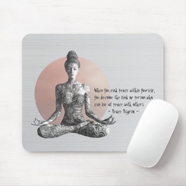 Tapis De Souris Instructeur de méditation Yoga Reiki Master Lotus  (Avec souris)