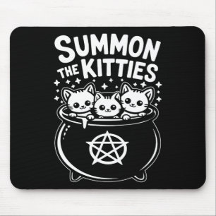 Tapis De Souris Invoquez les chatons Chaudron de sorcières mignonn