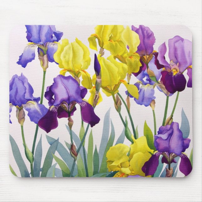 Tapis De Souris Iris jaunes et pourpres (Devant)