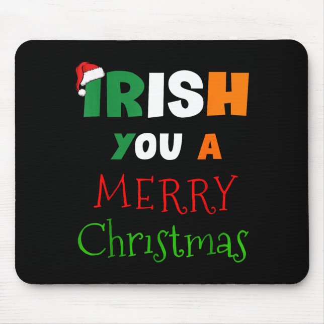 Tapis De Souris Irish You A Merry Christmas Ireland Flag Xmas Hat  (Devant)