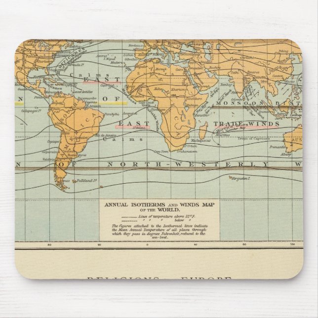 Tapis De Souris Isothermal, vent Religions Europe (Devant)