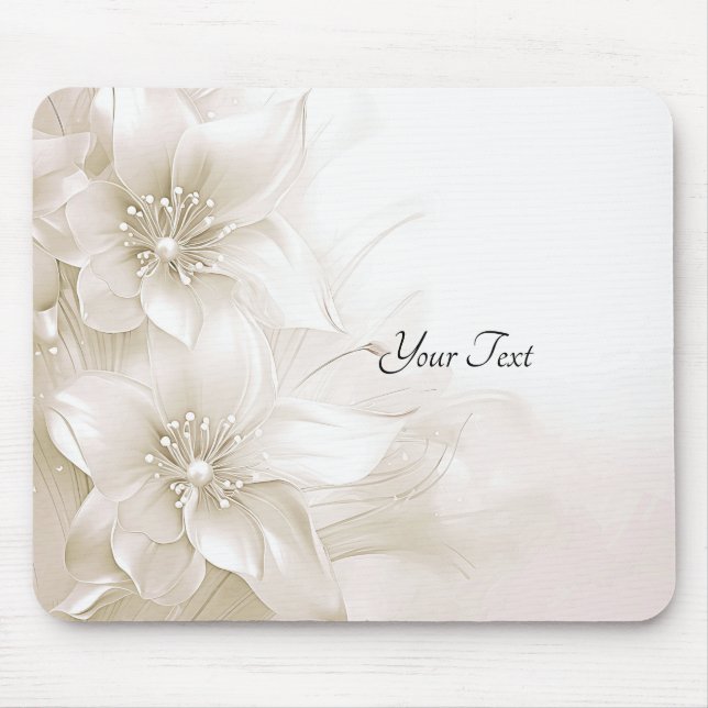 Tapis De Souris Ivory White Flowers Mousepad (Devant)