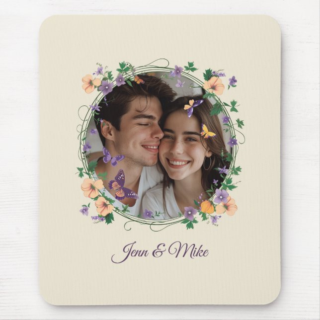 Tapis De Souris Ivy romantique et papillons (Devant)