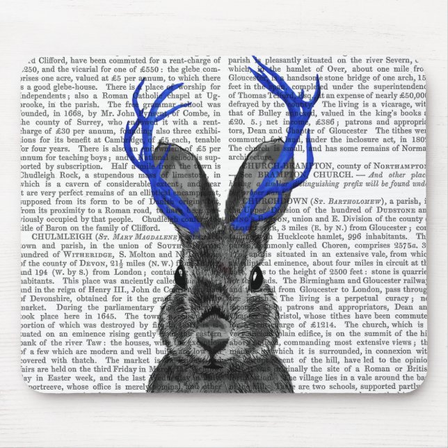 Tapis De Souris Jackalope avec Antlers Bleus (Devant)