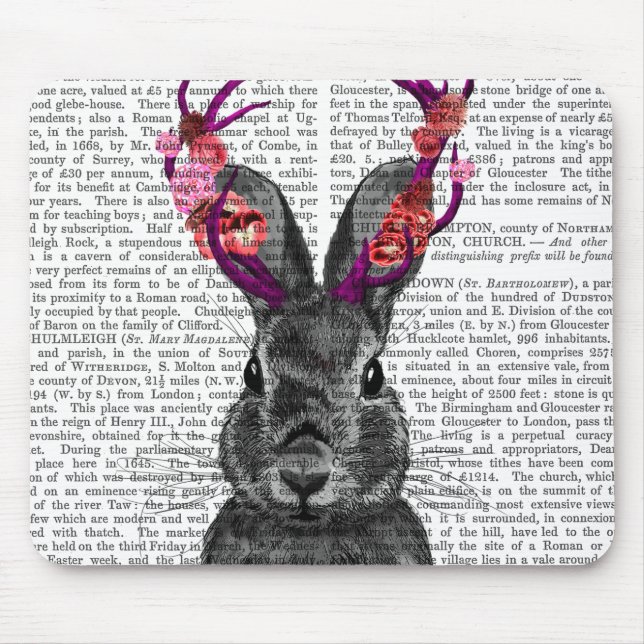 Tapis De Souris Jackalope avec Antlers roses (Devant)